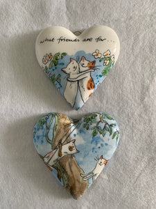 Decoupaged  Hanging Hearts-Set of 4, Friendship