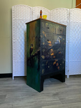 Load image into Gallery viewer, Hand-Painted Tallboy Chest of Drawers – Nature &amp; Birds Design
