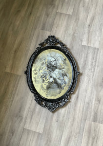 Vintage Ornate Framed Mirror with Artistic Portrait