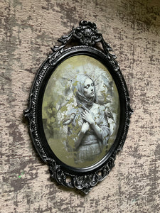 Vintage Ornate Framed Mirror with Artistic Portrait