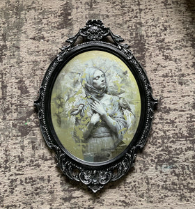 Vintage Ornate Framed Mirror with Artistic Portrait