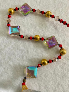 Hanging Crystal-Gold & Red