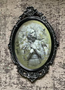 Vintage Ornate Framed Mirror with Artistic Portrait