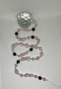 Hanging Crystal-Rose Quartz & Black