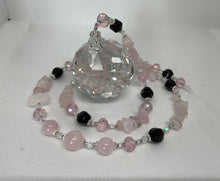 Load image into Gallery viewer, Hanging Crystal-Rose Quartz &amp; Black
