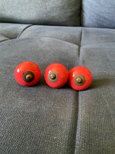 Load image into Gallery viewer, Red/Orange Ceramic small Knobs x3
