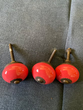 Load image into Gallery viewer, Red/Orange Ceramic small Knobs x3
