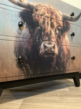 Load image into Gallery viewer, Highland Cow Decoupage Chest of Drawers
