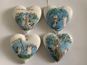 Decoupaged  Hanging Hearts-Set of 4