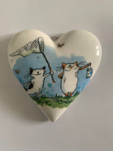 Load image into Gallery viewer, Decoupaged  Hanging Hearts-Set of 4
